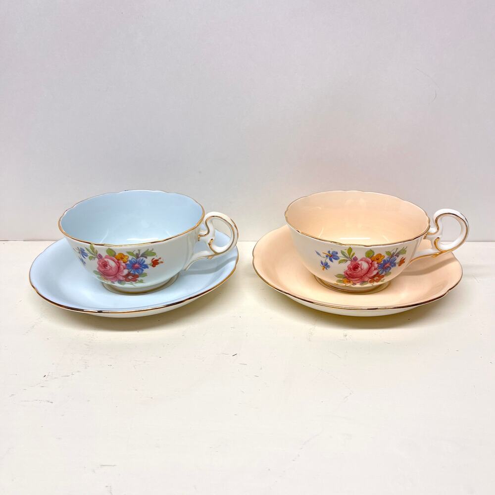 Vintage ABJ Grafton Fine Bone China Tea Cup and Saucer Sets